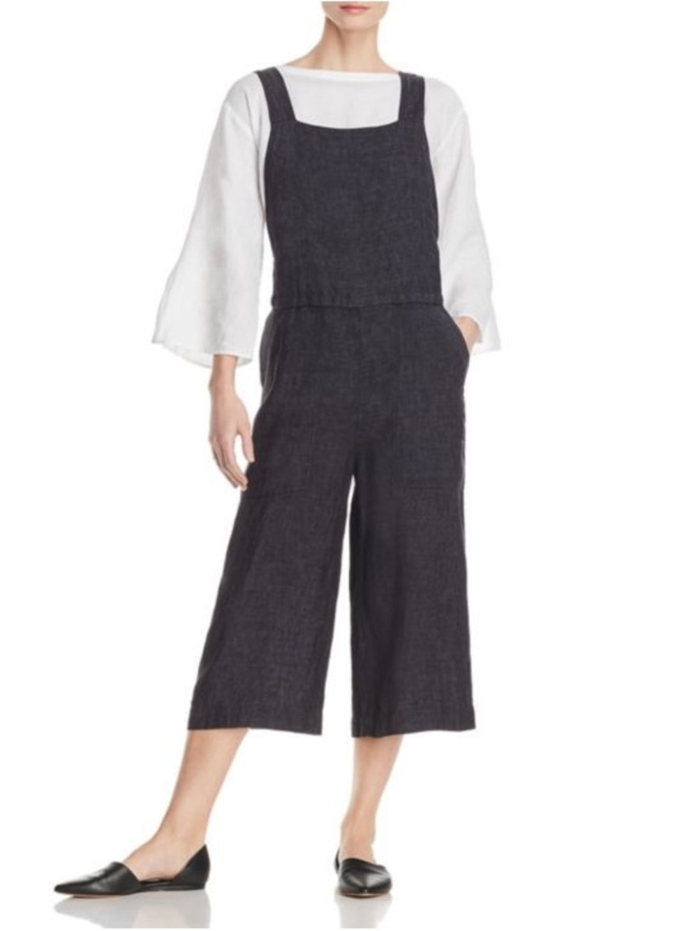 NWT Organic Linen Wide Cropped Overall